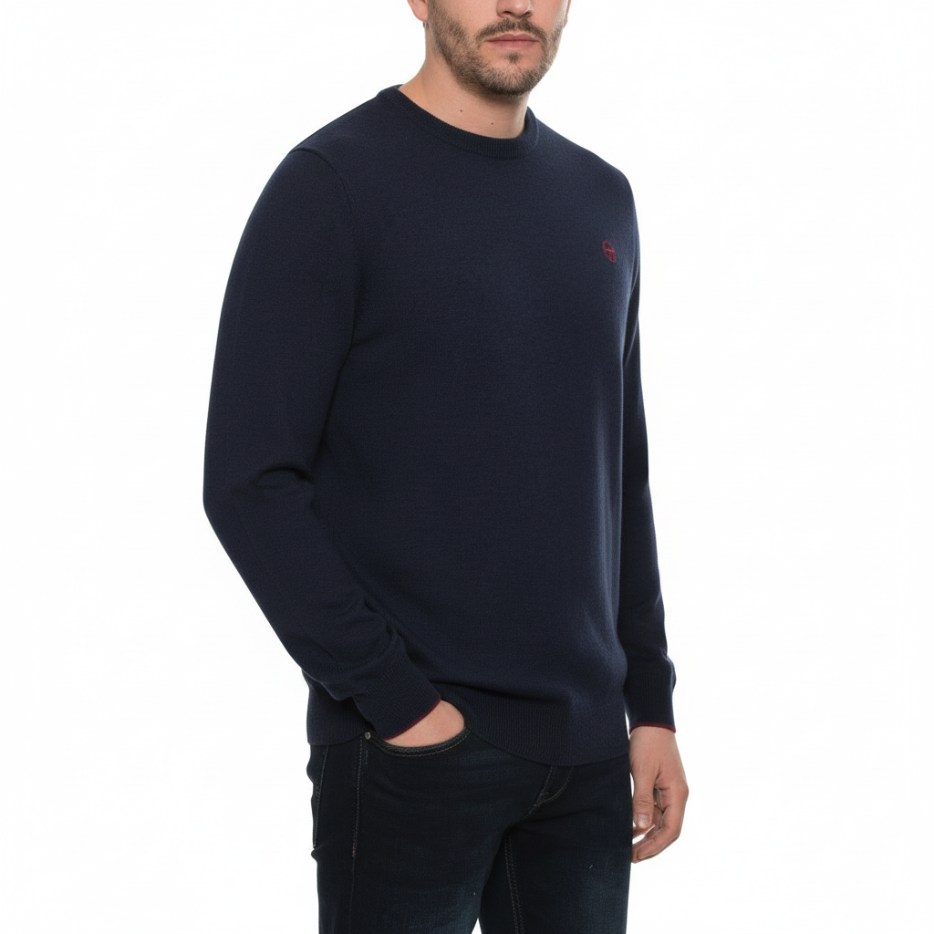 SERGIO TACCHINI navy megztinis su vilna ir kašmyru vyrams