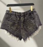 SHEIN CURVE džinsiniai plėšyti šortai moterims