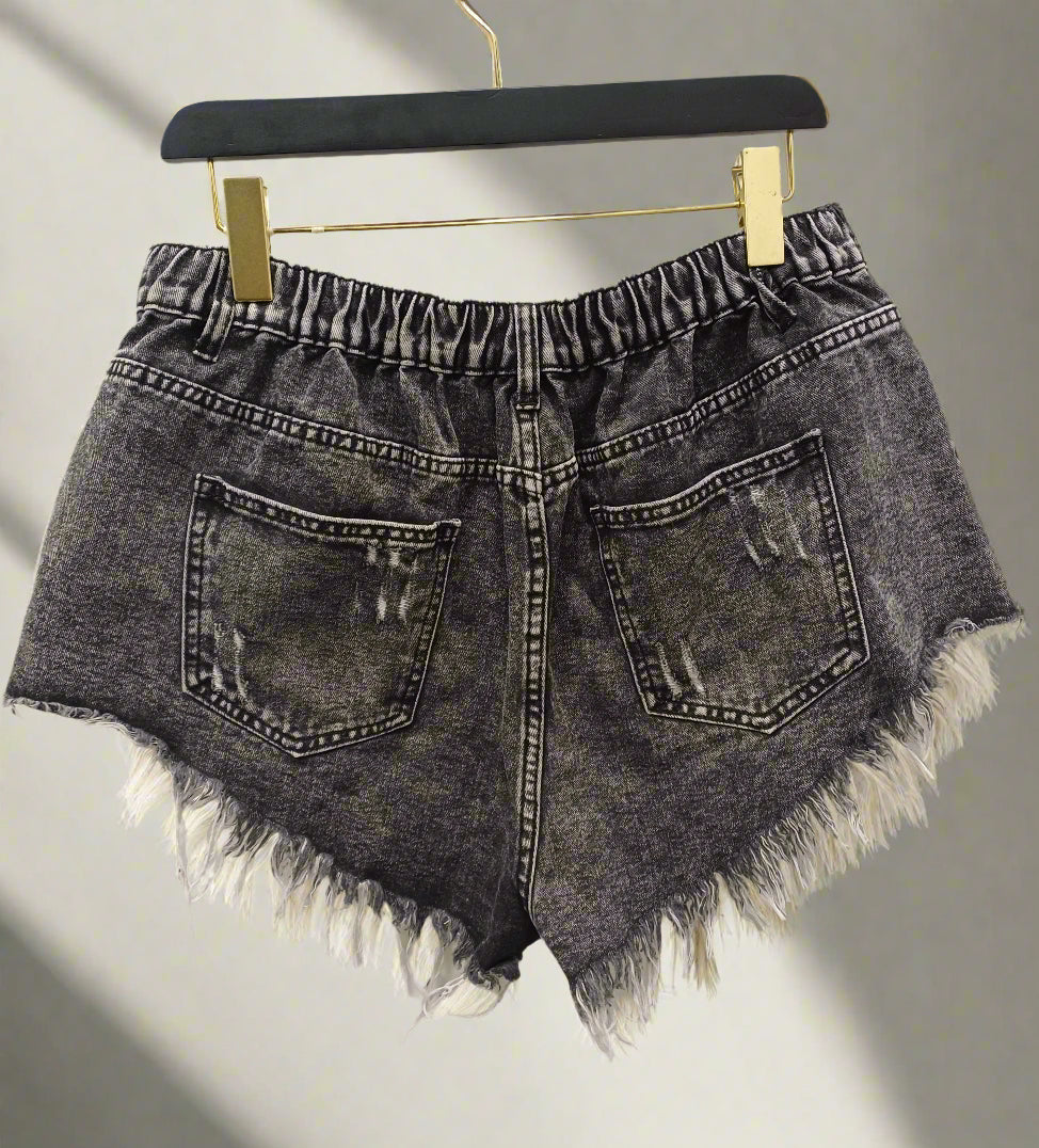 SHEIN CURVE džinsiniai plėšyti šortai moterims