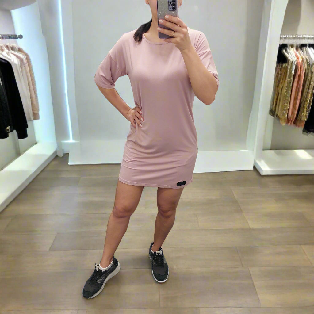 PEPPER Blush Pink extended sleeves bamboo suknelė moterims