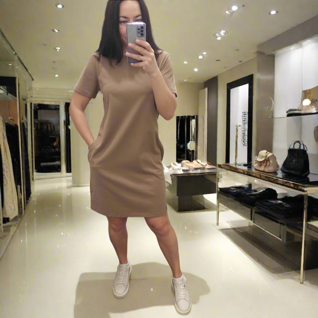PEPPER Daily Fit Camel dress for women