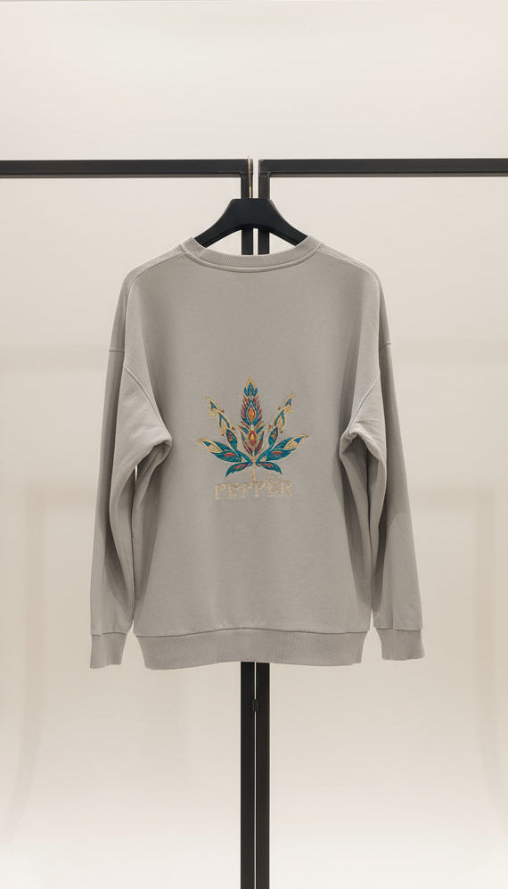 PEPPER UNISEX Dream Cement sweatshirt with fluff and inscription 