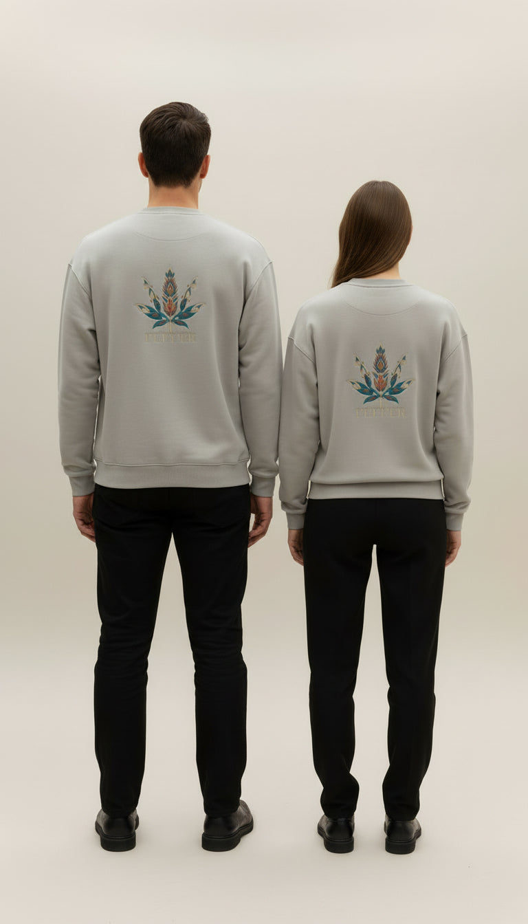 PEPPER UNISEX Dream Cement džemperis su pūkeliu su užrašu priekyje ir logotipu nugaroje