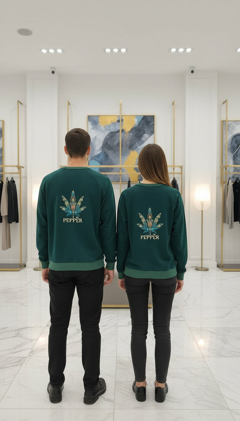 PEPPER UNISEX Opal Green sweatshirt with inscription 