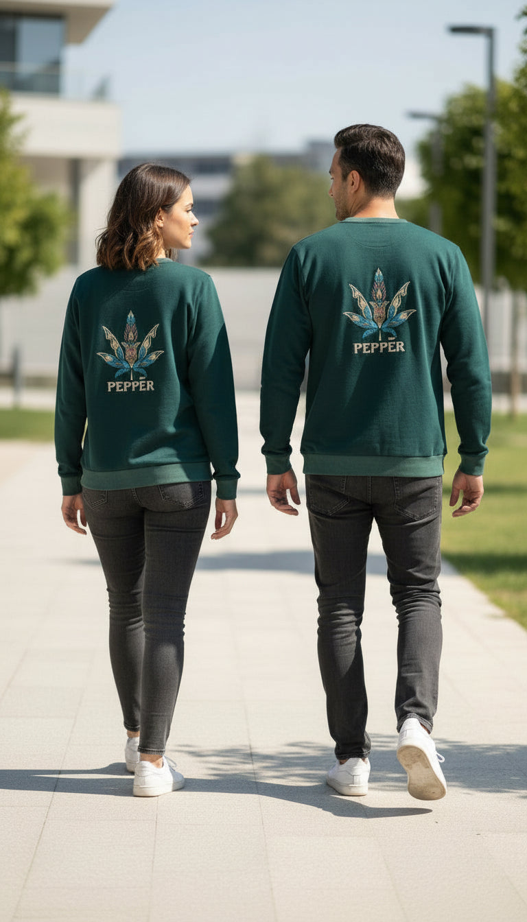 PEPPER UNISEX Opal Green sweatshirt with inscription 
