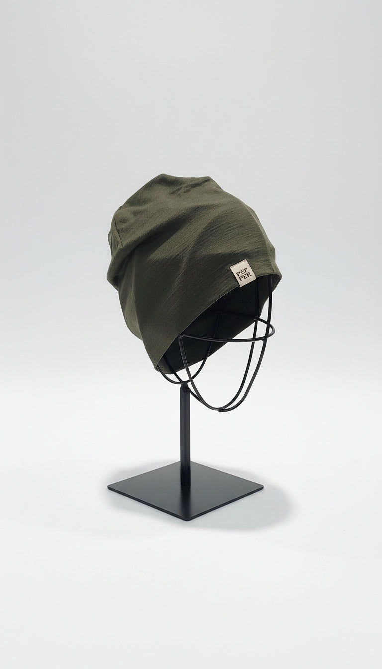 PEPPER UNISEX green merino vilnos kepurė