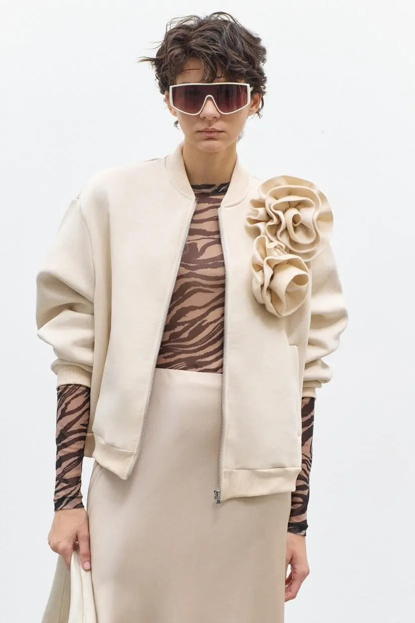 Lumina džemperis su pūkeliu ir užtrauktuku moterims