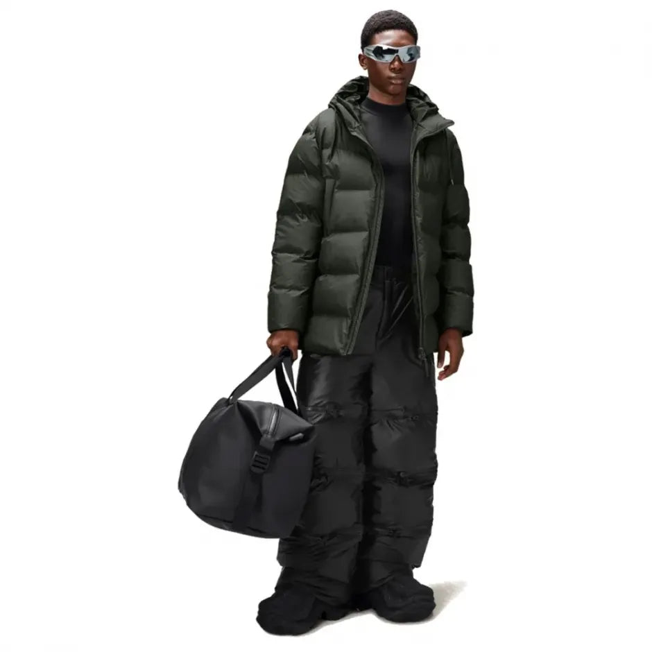 RAINS UNISEX Puffer žalia parka