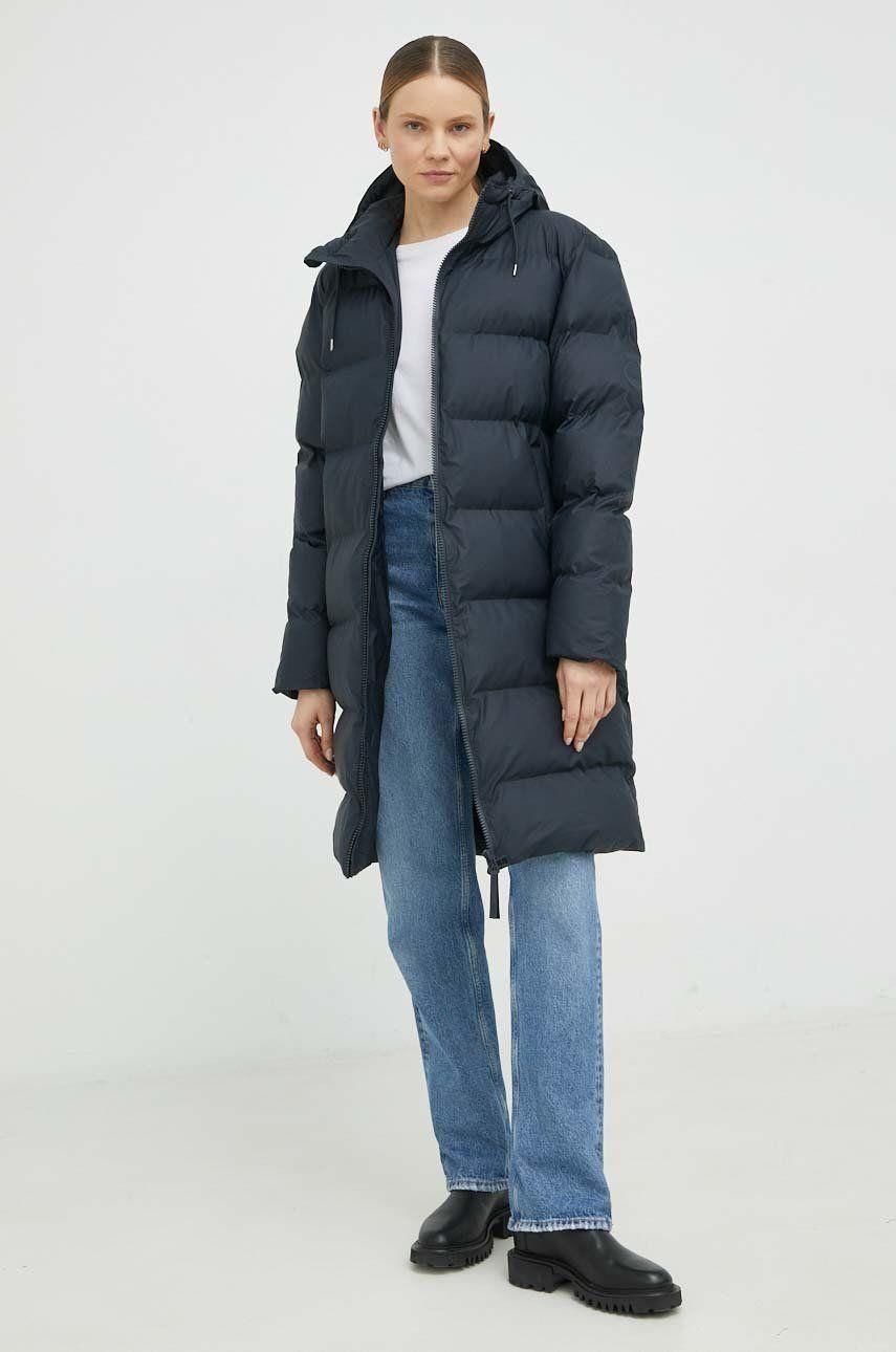 RAINS UNISEX Puffer navy long jacket
