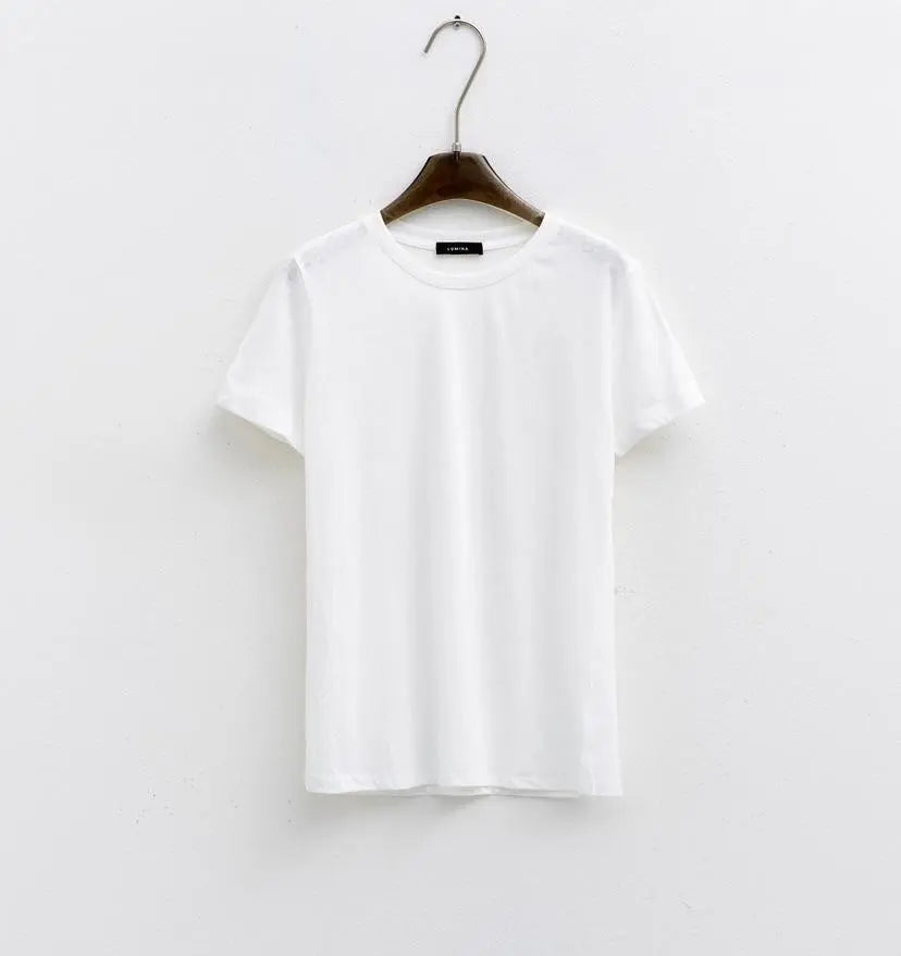 Lumina balti laisvalaikio marškinėliai moterims