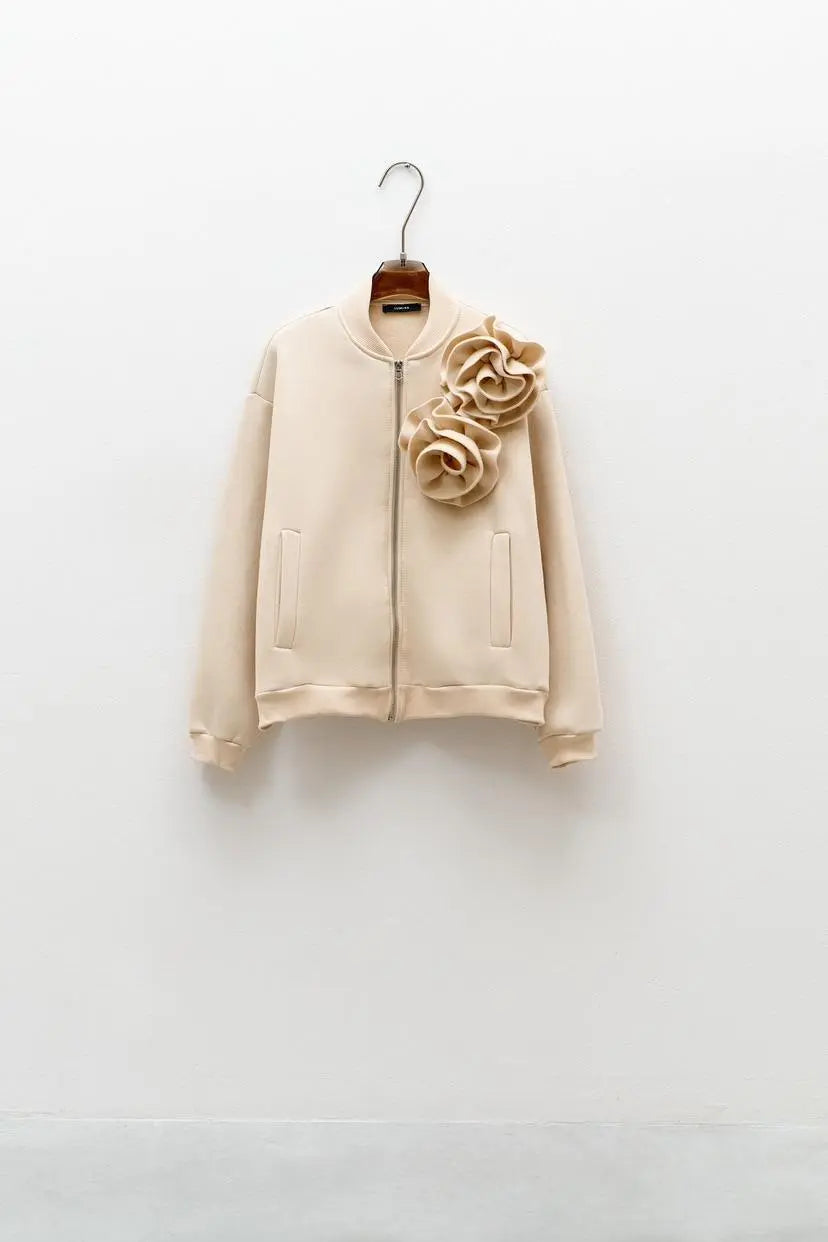 Lumina džemperis su pūkeliu ir užtrauktuku moterims