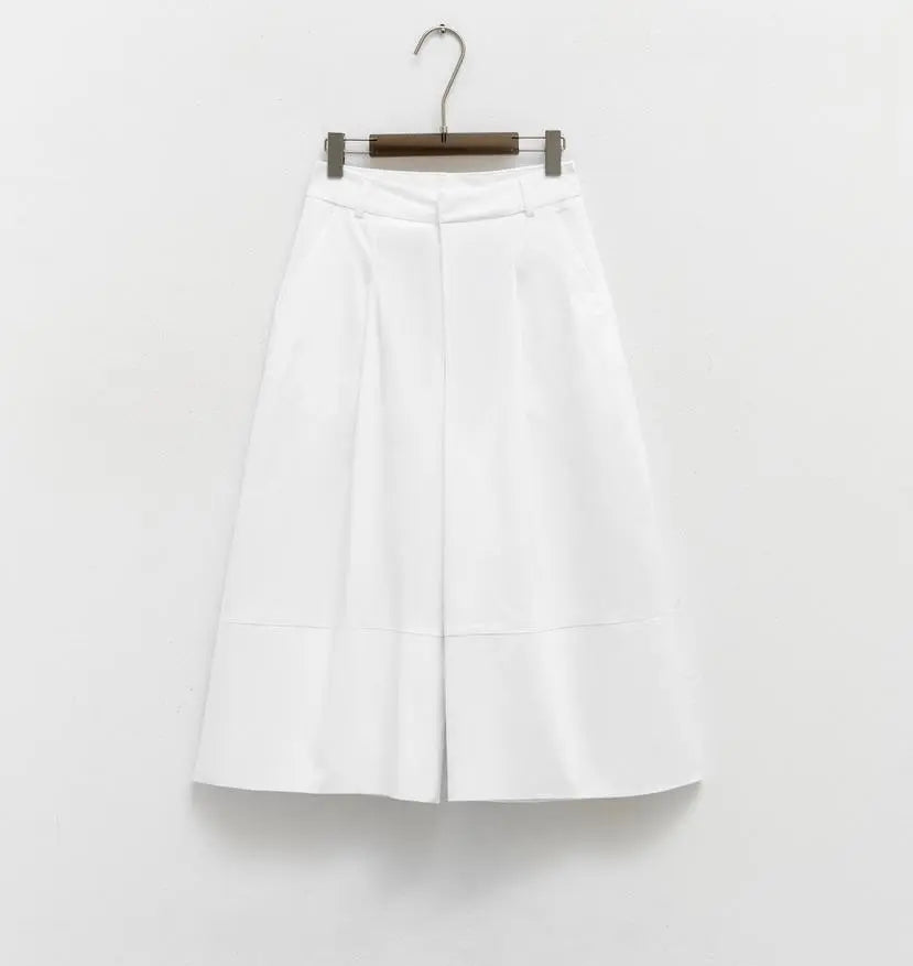 LUMINA baltos trumpintos kelnės moterims