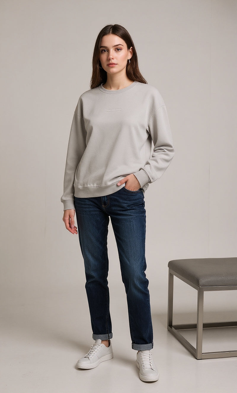 PEPPER UNISEX Dream Cement sweatshirt with fluff and inscription 