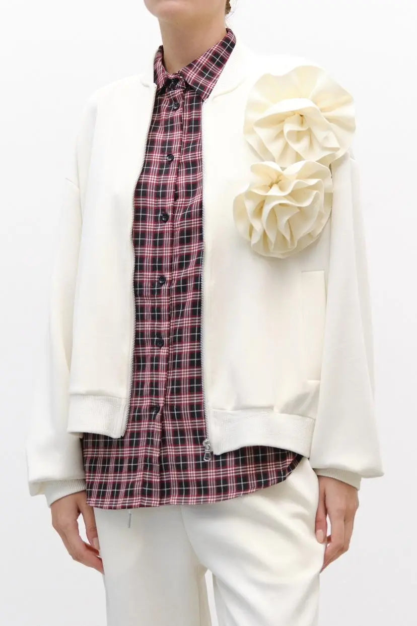 Lumina džemperis su pūkeliu ir užtrauktuku moterims