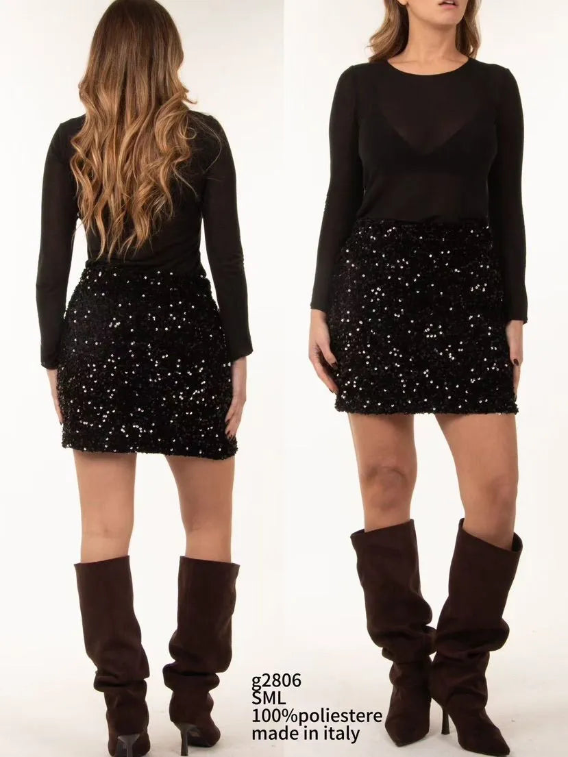 ALTAMIRA juodas sijonas su žvyneliais