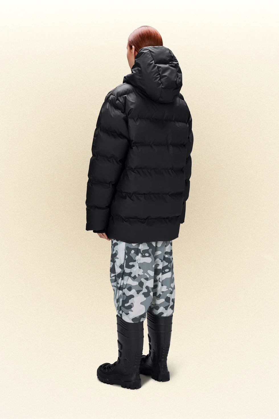 RAINS UNISEX Puffer black parka