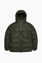 RAINS UNISEX Puffer žalia parka
