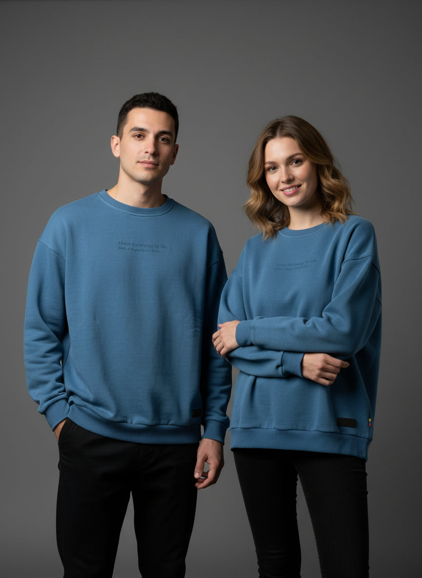 PEPPER 420 UNISEX Dream Royal Blue sweatshirt with inscription on the front and logo on the back