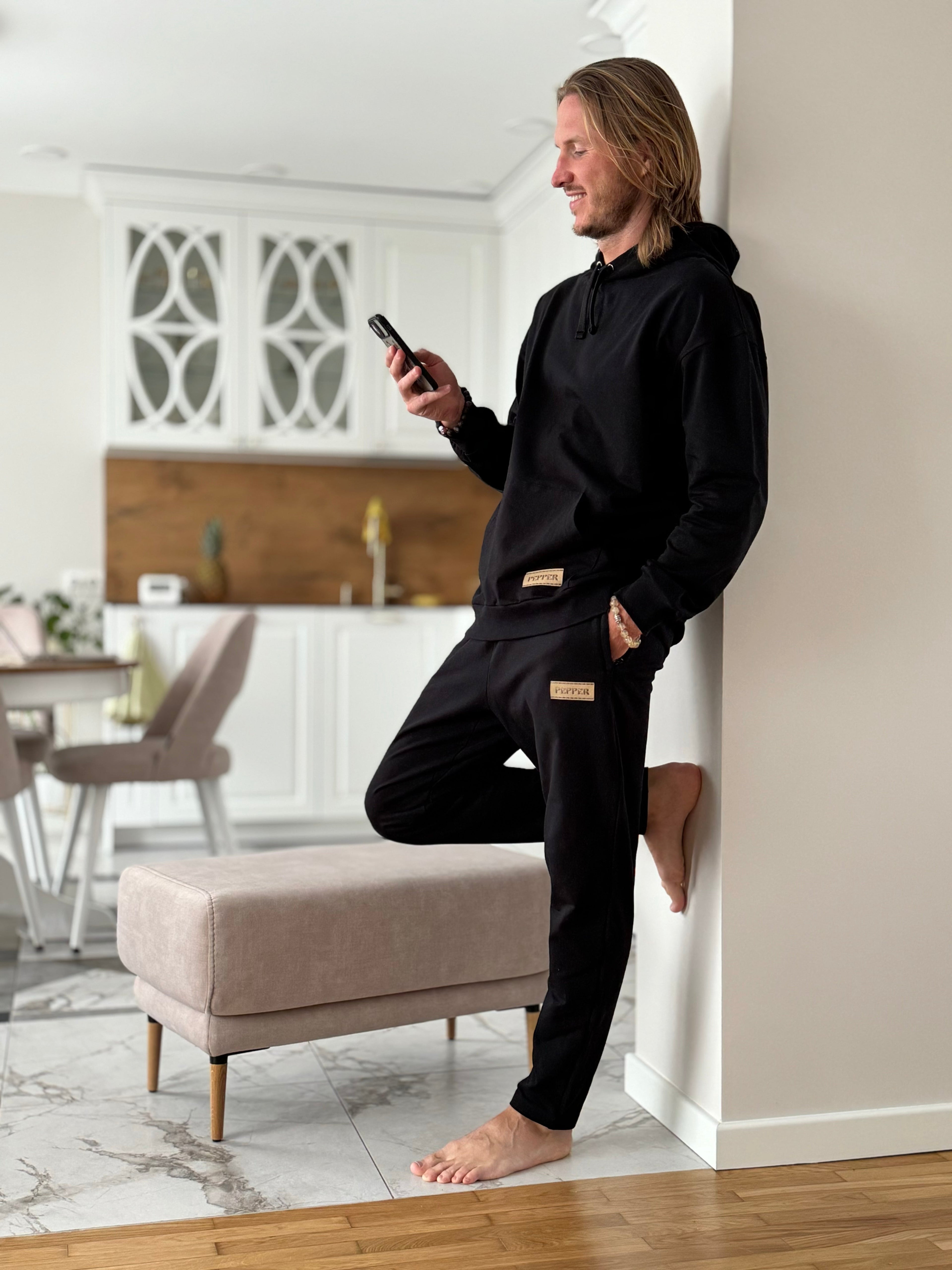 PEPPER UNISEX Active juodos elastic kelnės