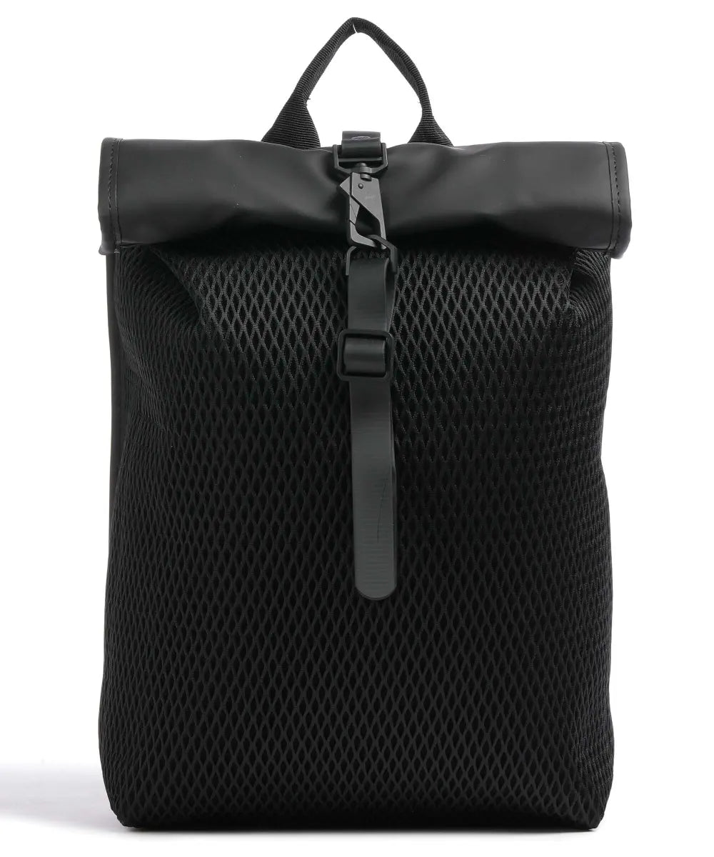 RAINS UNISEX Rolltop Mesh Mini W3 Black kuprinė