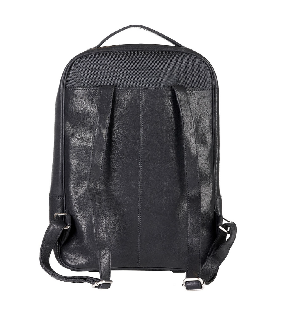 Pierre Cardin black genuine leather backpack for men