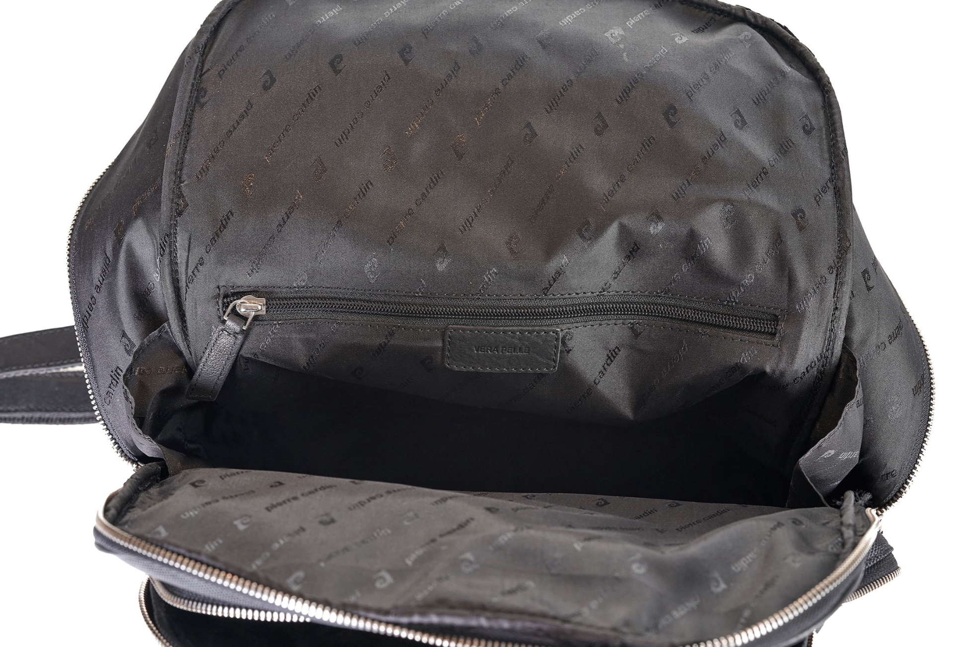 Pierre Cardin black genuine leather backpack for men