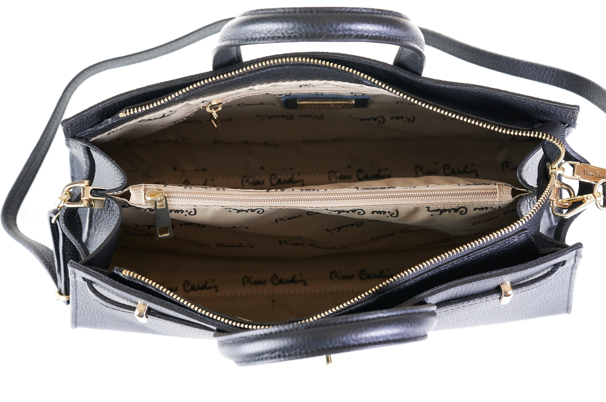 Pierre Cardin black genuine leather handbag for women