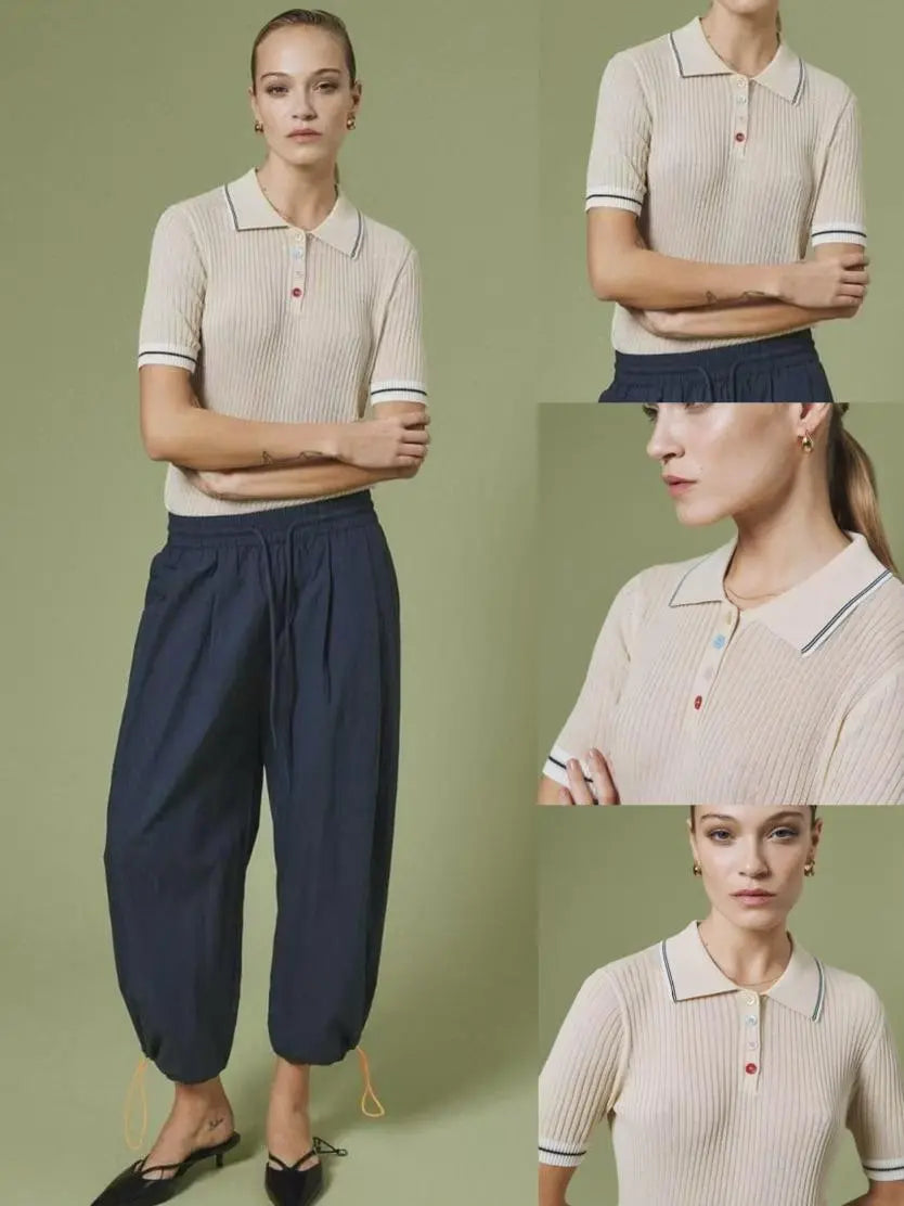 GIOYA cream polo shirt for women