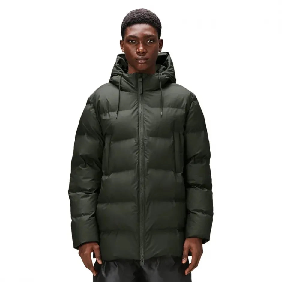 RAINS UNISEX Puffer žalia parka