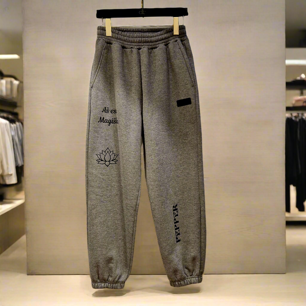 PEPPER Magic Grey Print pants with fluff for women