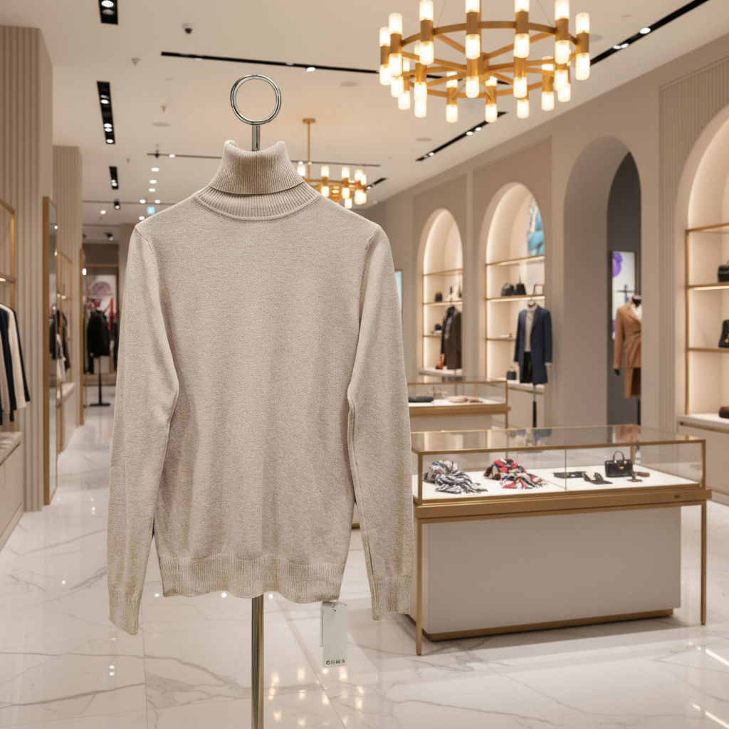 Moni&amp;co cream turtleneck sweater for women with high collar