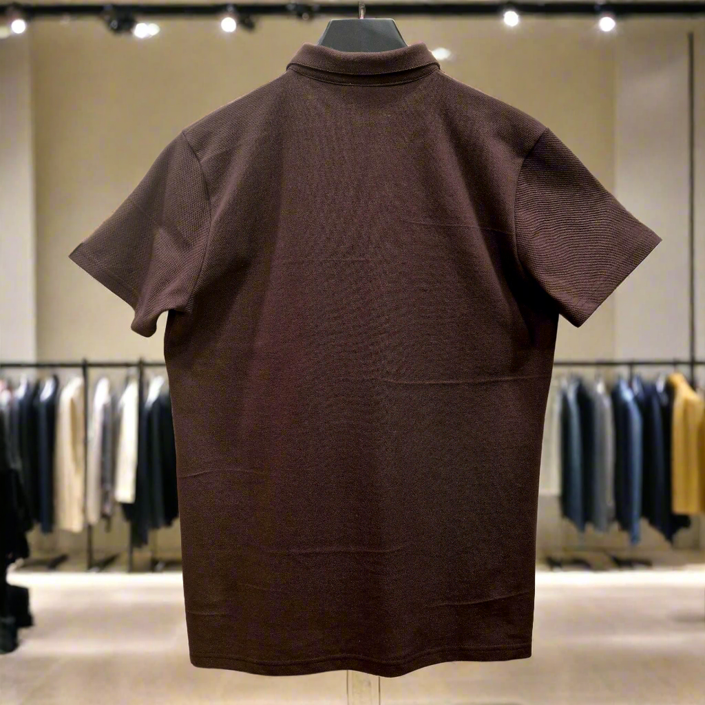 PEPPER Pique Chocolate Polo marškinėliai su užtrauktuku vyrams