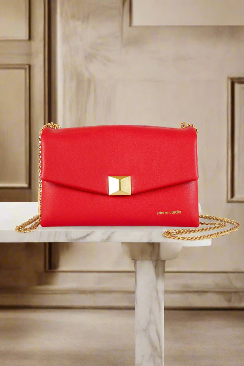 Pierre Cardin eco leather red handbag for women