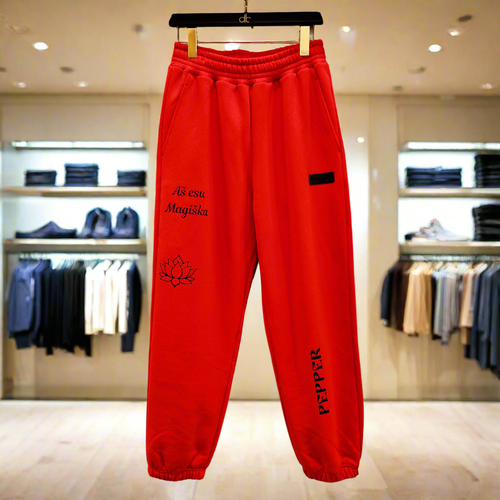 PEPPER Magic Red pants with fluff for women