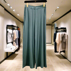 PEPPER Dusty green platėjančios kelnės moterims