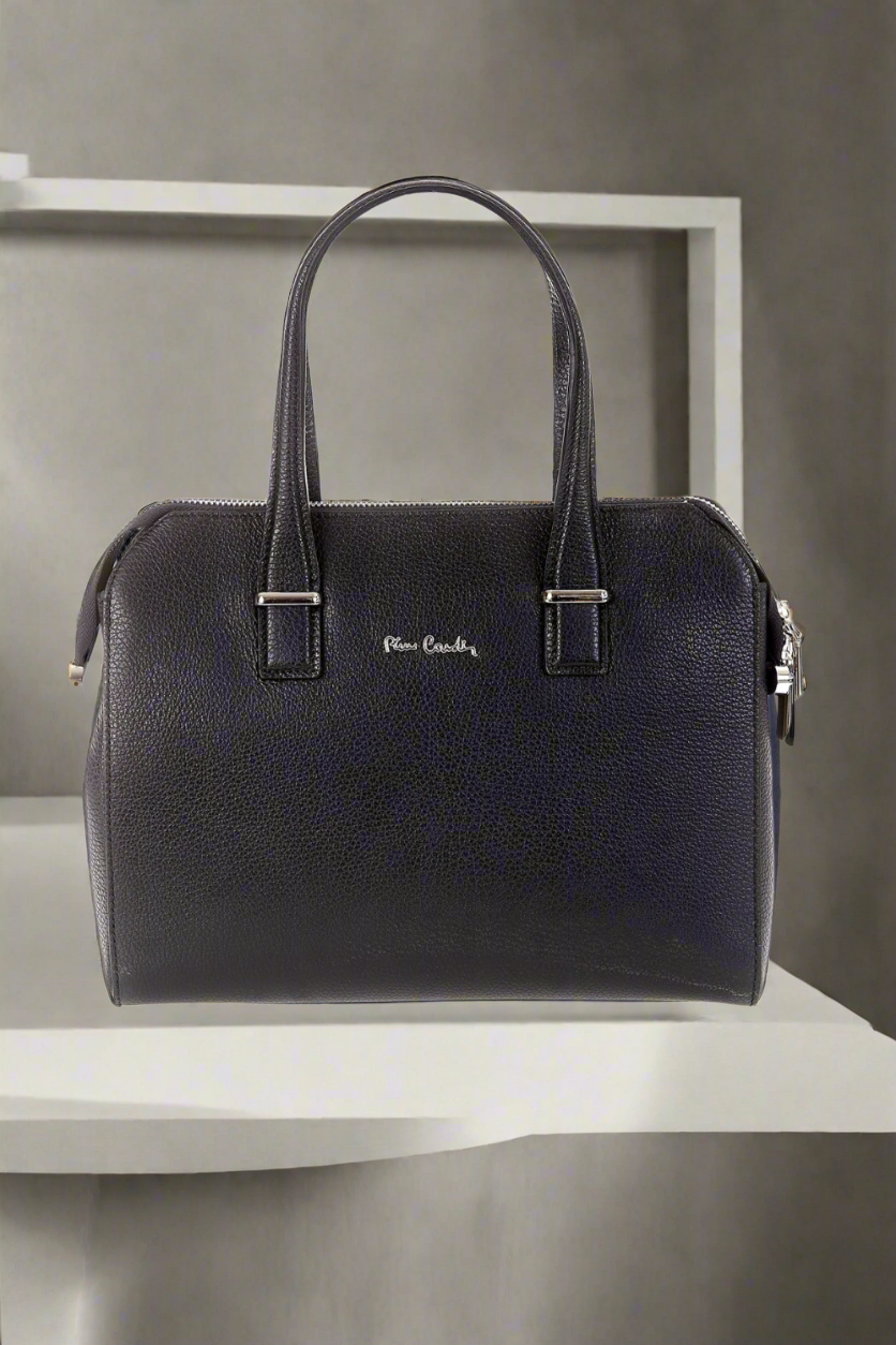 Pierre Cardin black genuine leather handbag for women