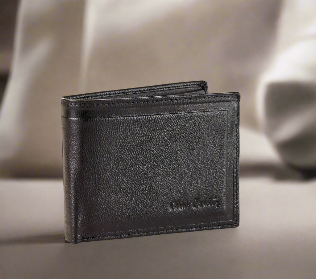 PIERRE CARDIN genuine leather black wallet for men