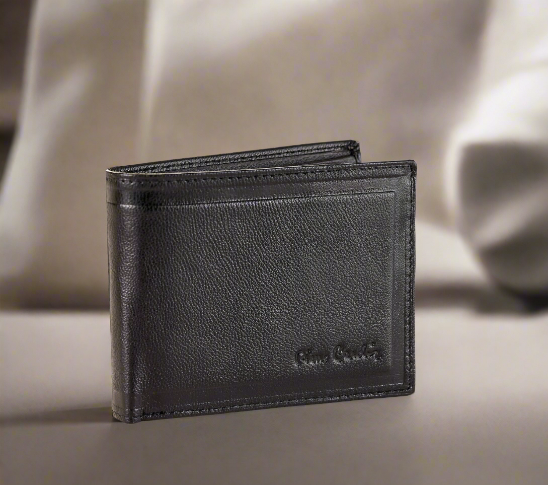 PIERRE CARDIN genuine leather black wallet for men