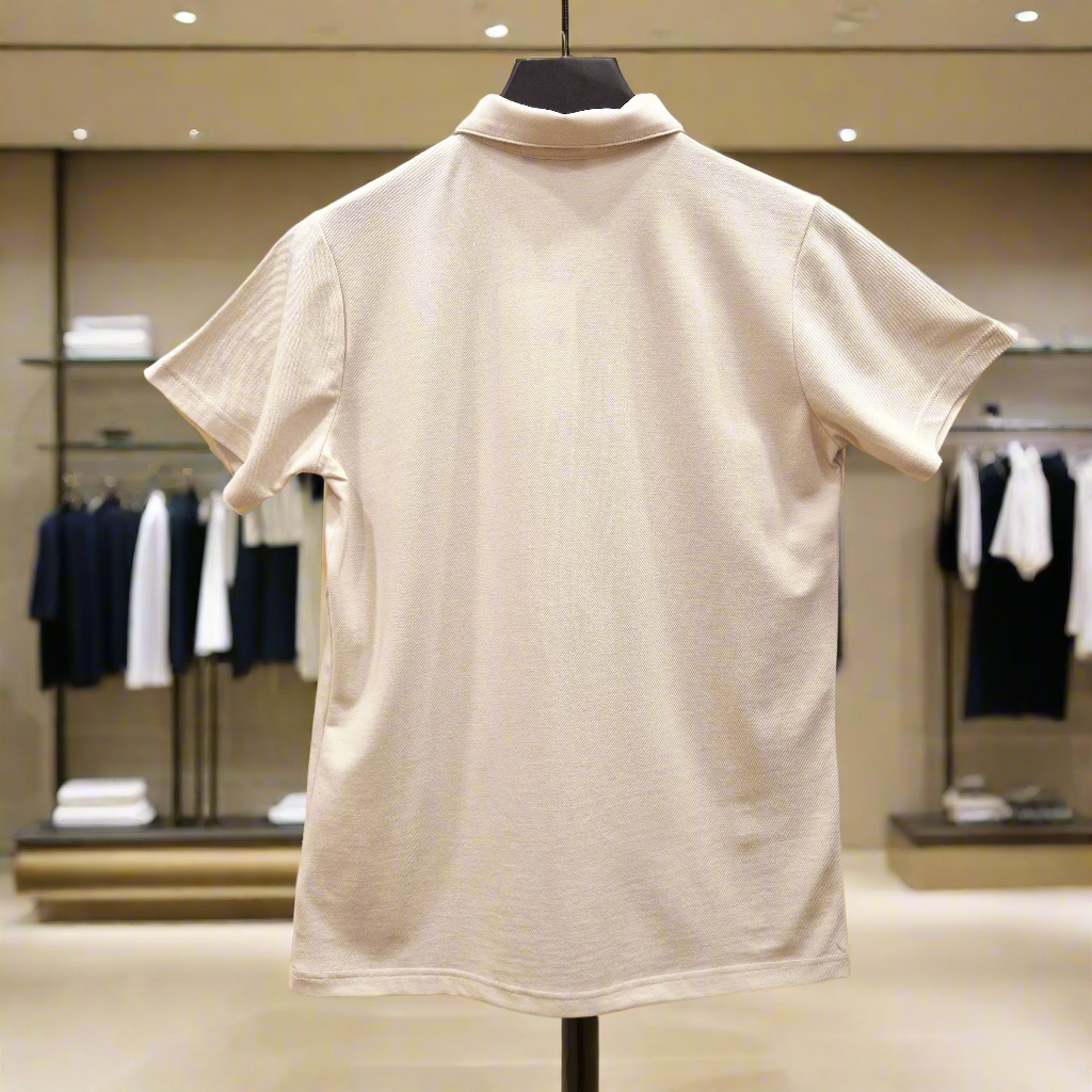 PEPPER Pique Beige Polo marškinėliai su užrauktuku vyrams