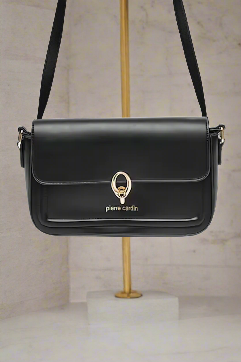 Pierre Cardin eco-leather black shoulder bag for women