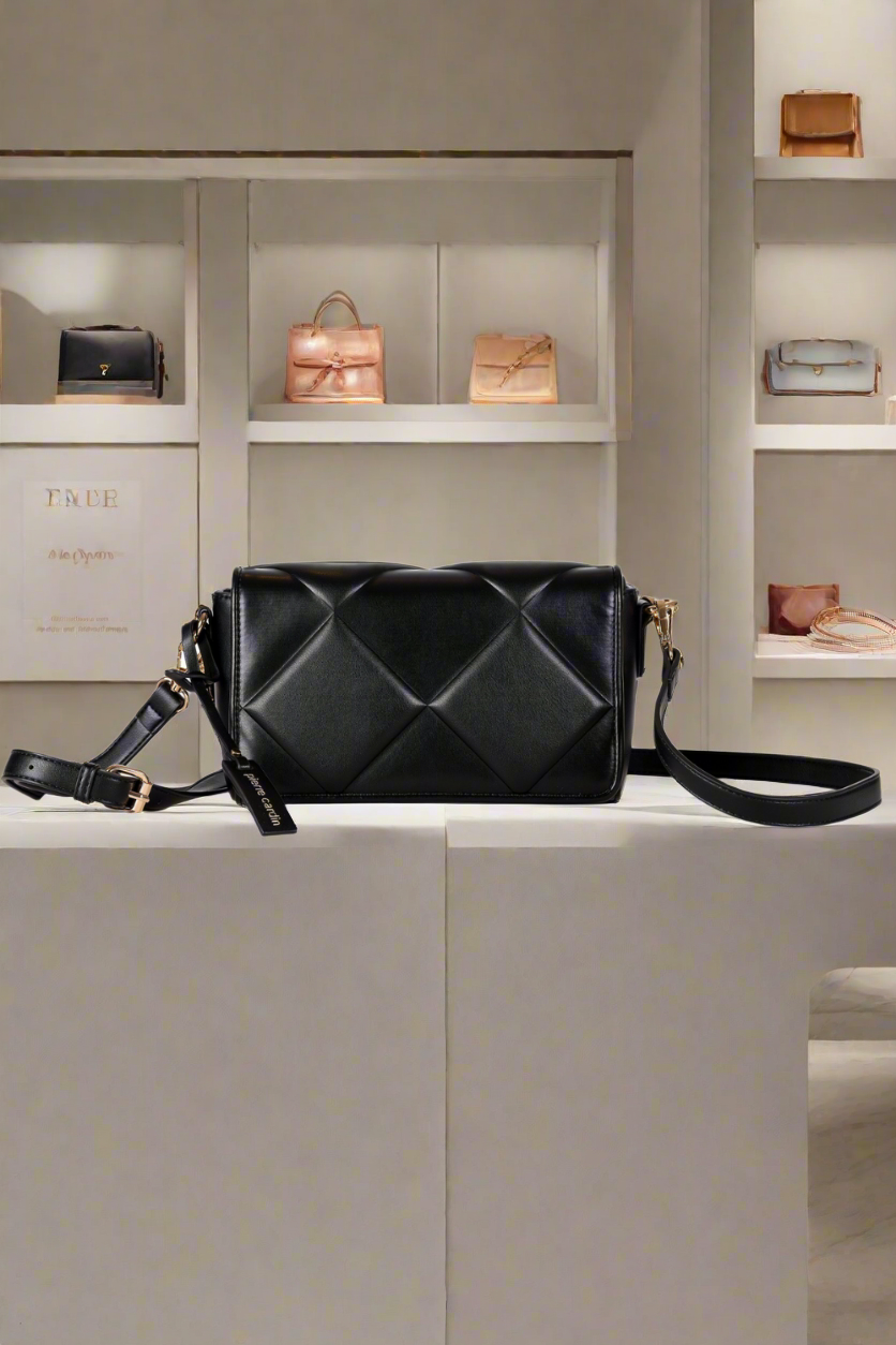 Pierre Cardin eco-leather black shoulder bag for women