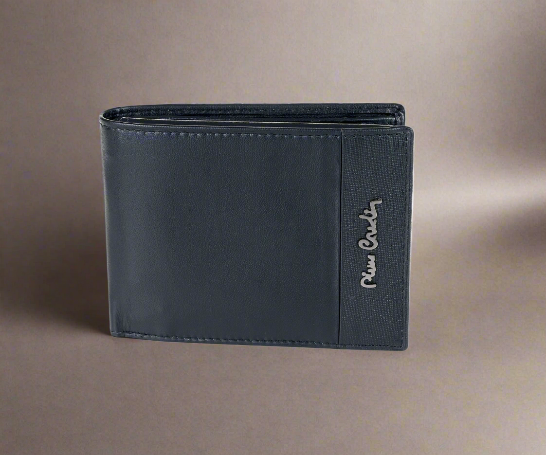 PIERRE CARDIN genuine leather black wallet for men