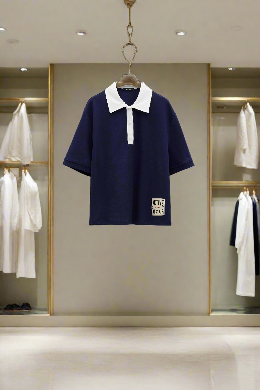 Lumina mėlyni polo marškinėliai moterims