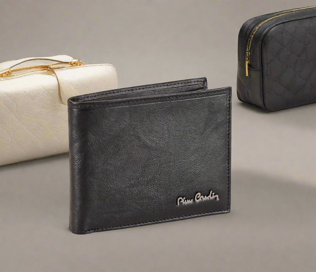 PIERRE CARDIN genuine leather black wallet for men