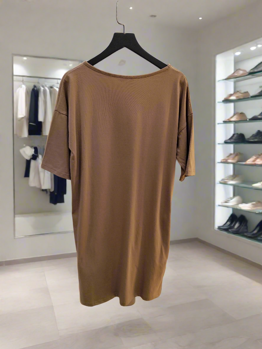 PEPPER Daily Fit Camel dress with dropped sleeves