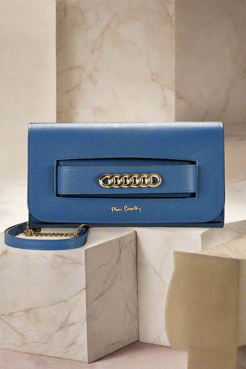 Pierre Cardin blue leather handbag for women