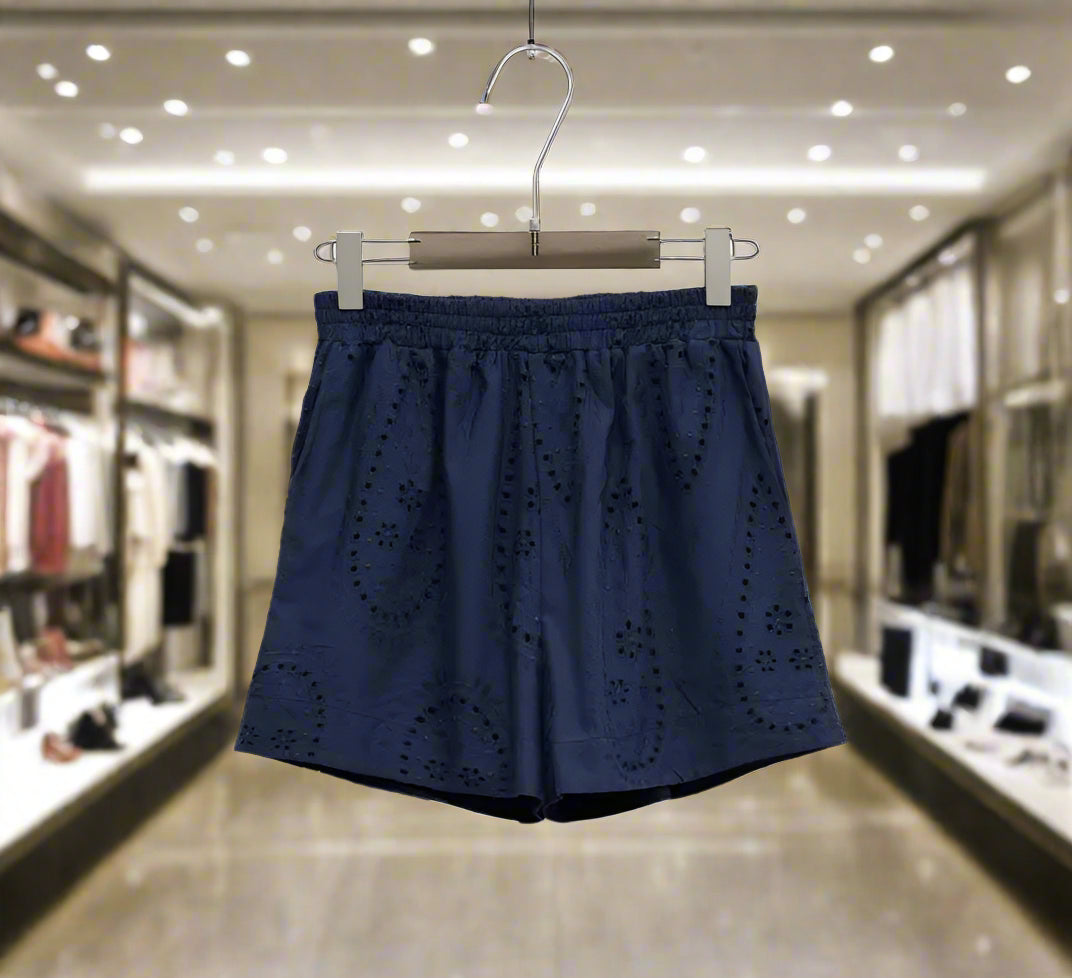 Lumina mėlyni laisvalaikio šortai moterims