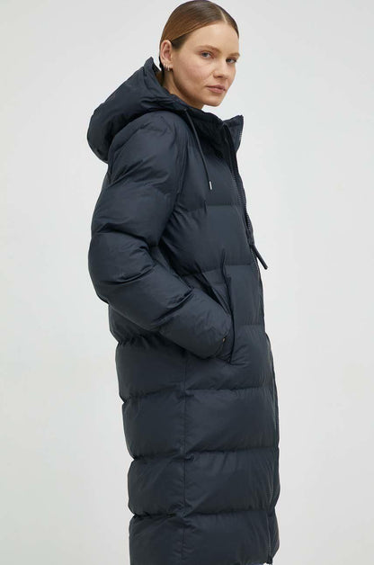 RAINS UNISEX Puffer Navy ilga striukė / paltas