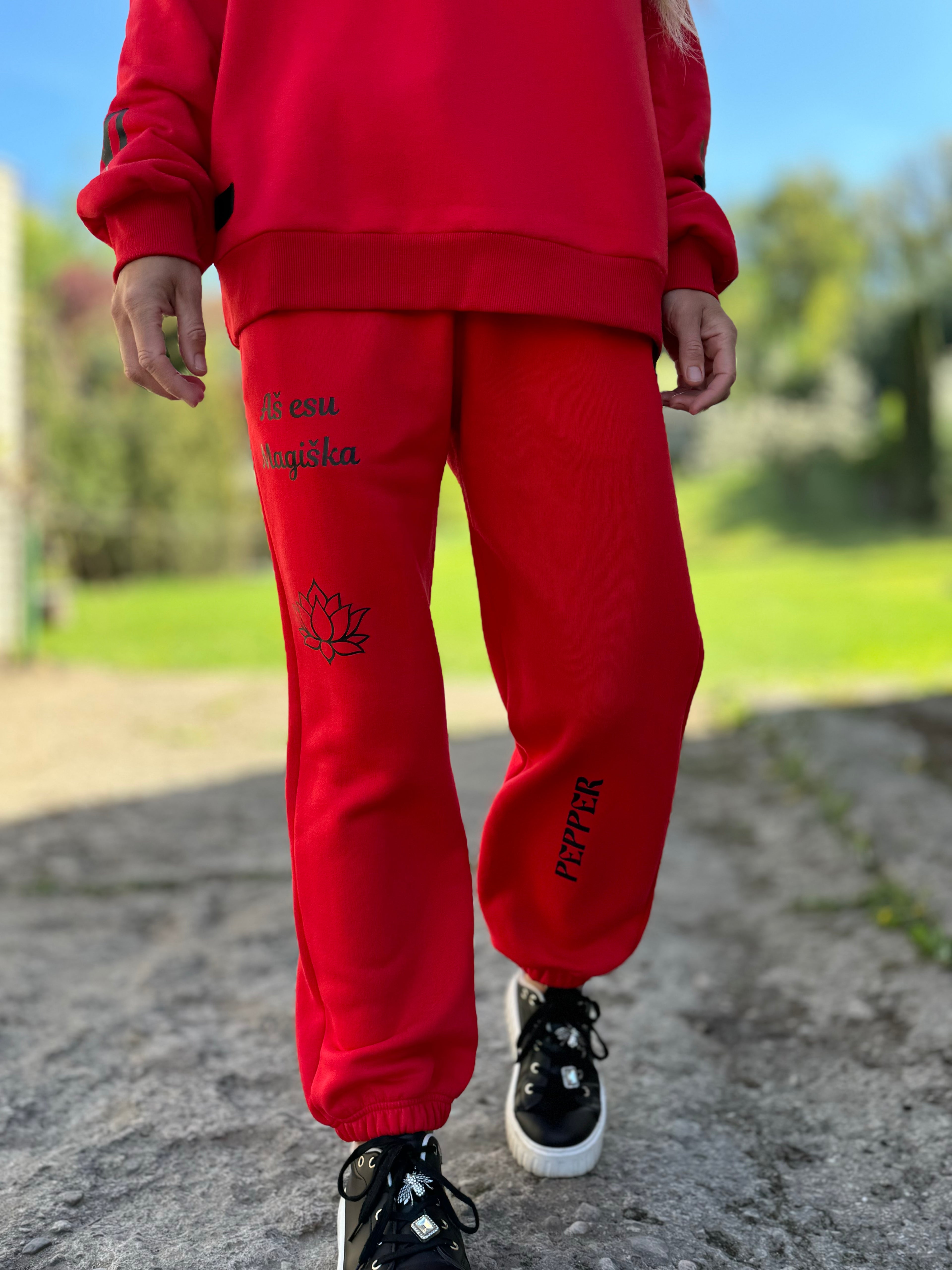 PEPPER Magic Red pants with fluff for women