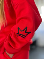 PEPPER Magic Red sweatshirt with fluff and hood for women